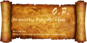 Oravszky Patrícius névjegykártya